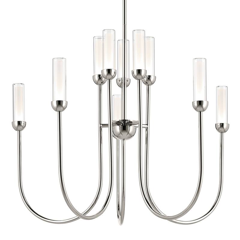 Moraine 30 Inch LED 10 Light 2-Tier Chandelier in Polished Nickel