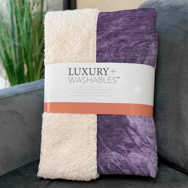 Premium Machine Washable Abstract Watercolor Sherpa Throw Blanket