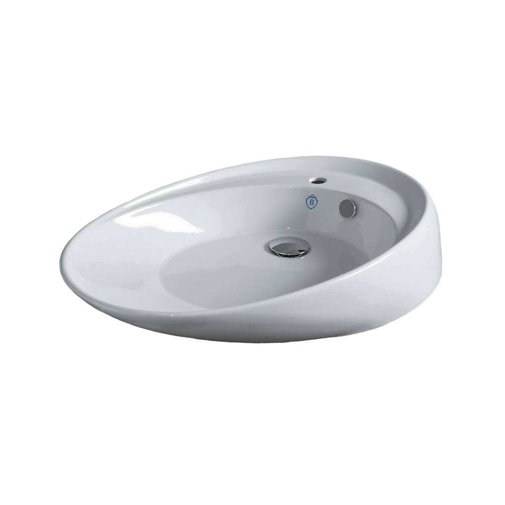 Whitehaus Britannia Oval Above Mount Basin with Single Faucet Hole
