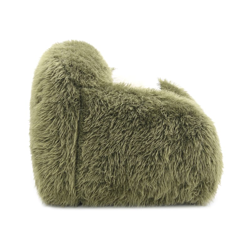 Furniture of America Cynra Modern 45-inch Faux Fur Swivel Arm Chair with Ball Pillow