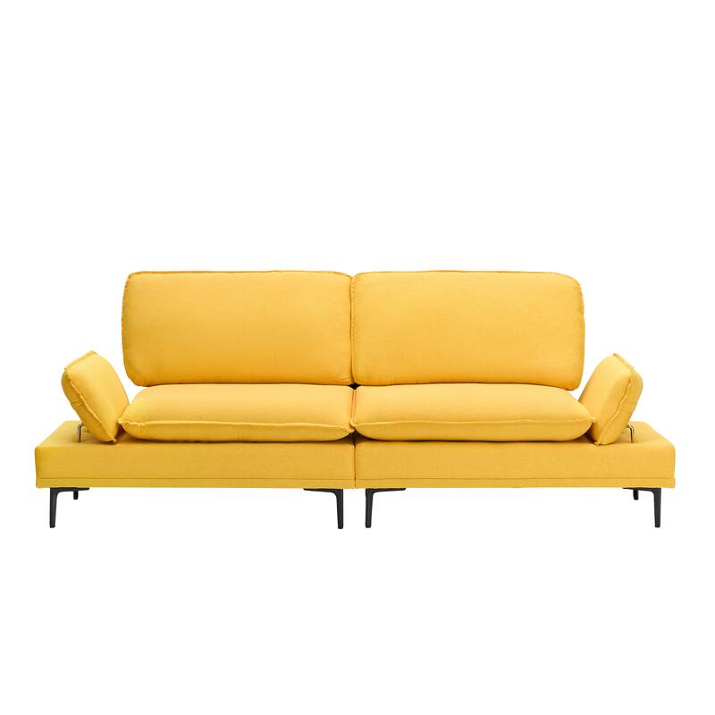 89-inch Yellow Polyester Blend Sofa for Apartment and Office
