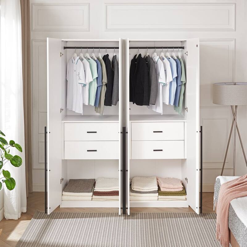 Manhattan Comfort Lee Modern 2.0 Freestanding Wardrobe Closet Armoire Set of 2