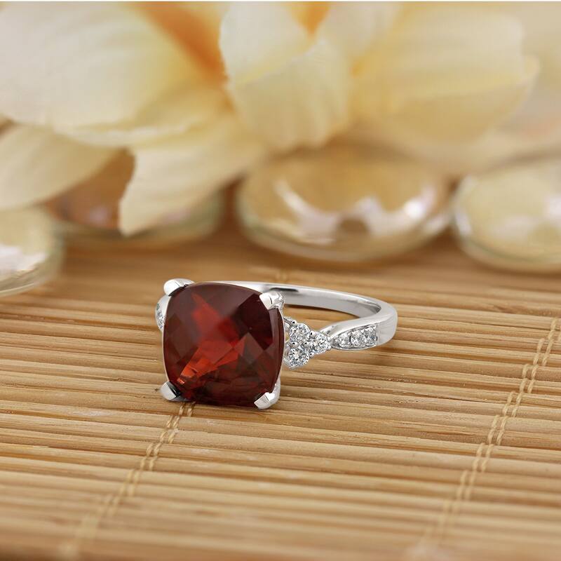 Auriya 1 1/5ct Fancy Cushion Garnet and Diamond Engagement Ring 1/4ctw 14k Gold