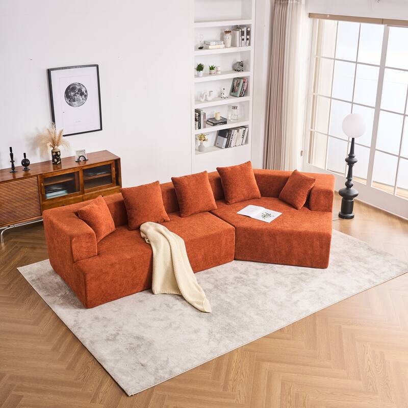 Memory Foam Curved Modular Couch Chenille Deep Seat Sectional Sofa