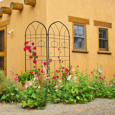 2 Pack Metal Garden Trellis 78.7" x 19.7" Rustproof Trellis for Climbing Plants Outdoor Flower Support Black