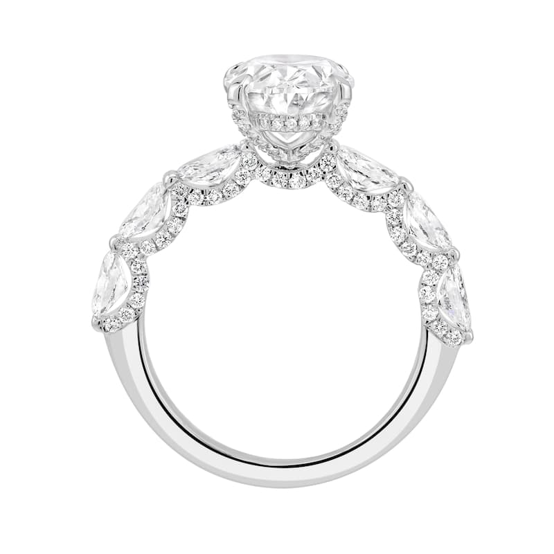 Auriya 14k Gold 6 3/5ctw Lab grown Oval Scalloped Hidden Halo Diamond Engagement Ring (F-G VS)