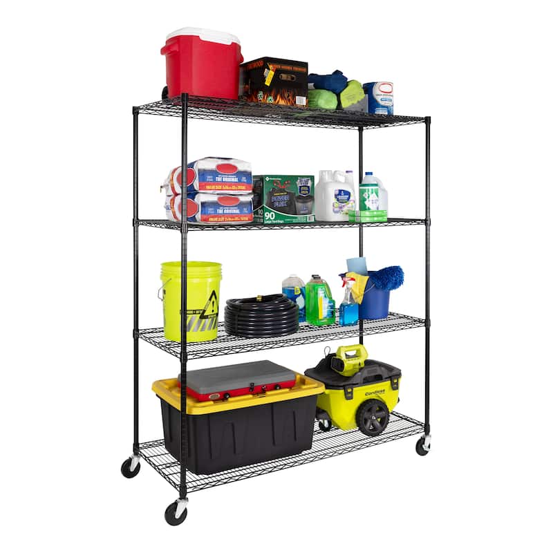 Seville Classics UltraDurable® 4-Tier NSF Steel Wire Shelving, 60" W x 24" D x 76" H - Black