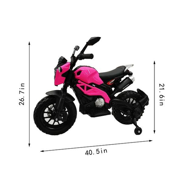 dimension image slide 1 of 3, Electric Ride-On Motorcycle for Kids with Manual Throttle, Soft PU Seat, and Safety Wheels