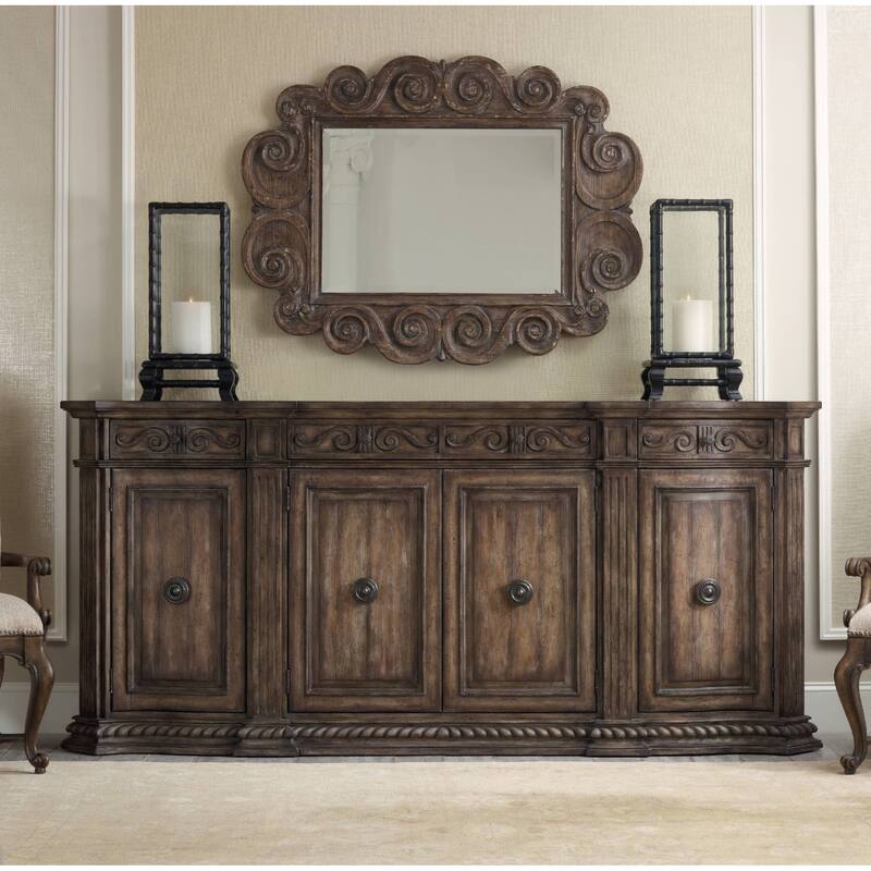 Hooker Furniture Rhapsody 96" Wide Hardwood Rustic Credenza Cabinet