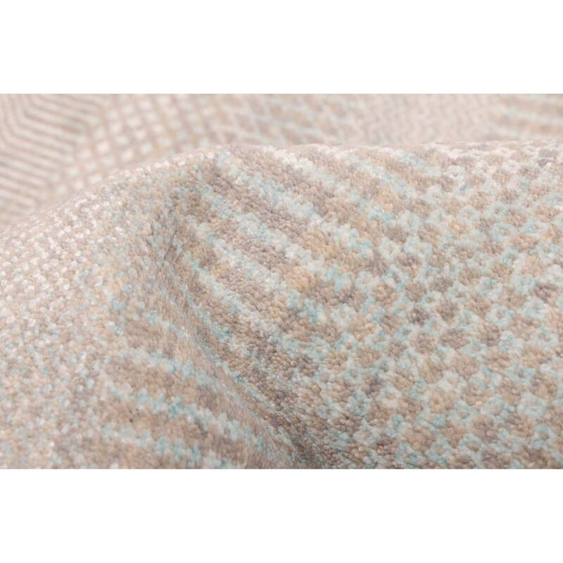 ECARPETGALLERY Hand-knotted Finest Silk Shadow Aqua Silk, Wool Rug - 8'0 x 10'3