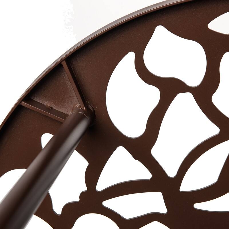 Devon Outdoor Bistro Aluminum Dining Table with Floral Cutout and Weather Resistant for Patios & Garden - 29 x 31.1