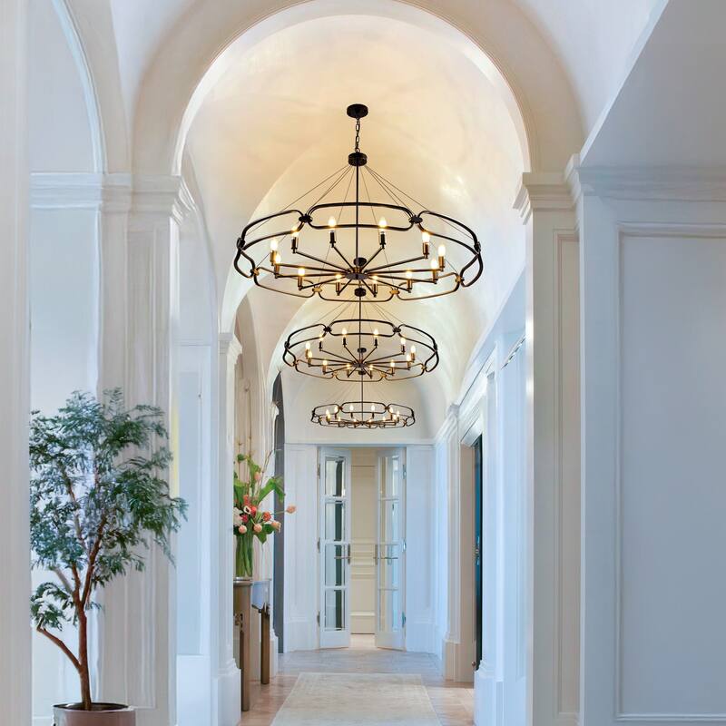 12-Light Modern Chandelier, Large Round Chandelier - 52"