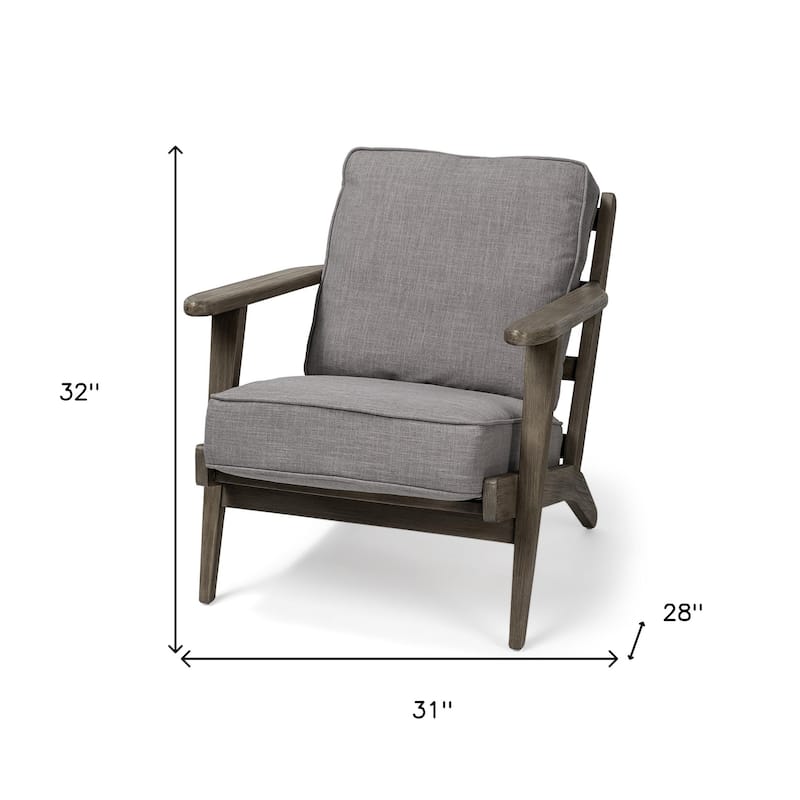 HomeRoots 31" Gray and Brown Fabric Lounge Chair - 31' X '32' X '28