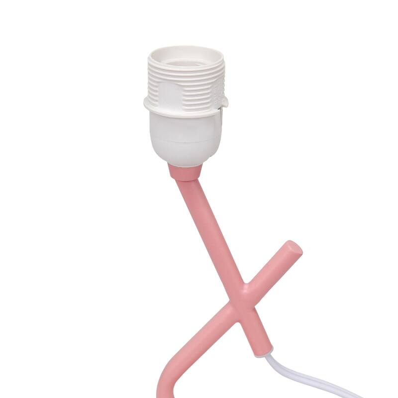 Abstract Angular Table Lamp with Drum Shade - 17" - Pink