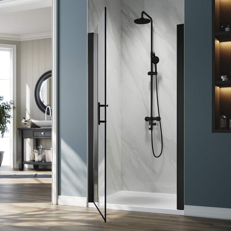 Elegant Adjustable Width Frameless Pivot Swing Shower Door with 1/4 inch Transparent Tempered by Certified Glass Door