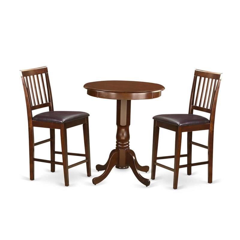 Counter Height Dining Set - 3 Piece Table & Chairs - Coastal Charm Kitchen Set - 30 Inch Round Table