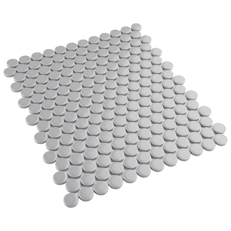 Merola Tile Metro Penny Matte Light Grey 9-3/4" x 11-1/2" Porcelain Mosaic Floor and Wall Tile