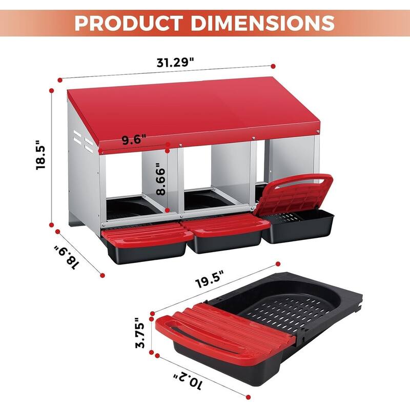 3 Holes Egg-Laying Boxes Nesting Boxes for Chickens Coops