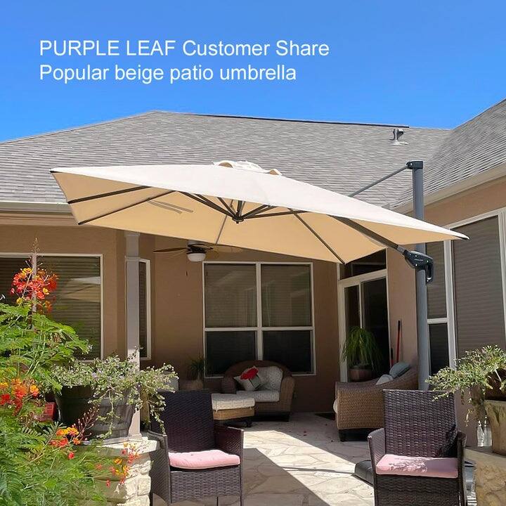 PURPLE LEAF 8 ft 360 Degree Rotation Patio Umbrella With Base