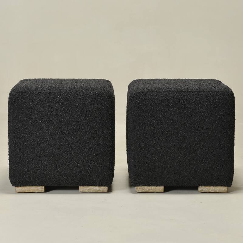 KINWELL 18.5" W Square Boucle Upholstered Ottoman Entryway Footstool