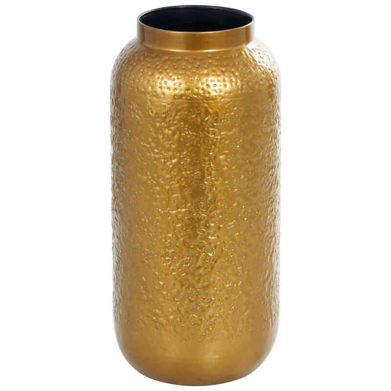 Gold Metal Textured Hammered Vase