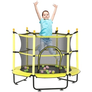 Trampoline for Kids with Safety Enclosure & Ball Pit for Indoor or Outdoor Use