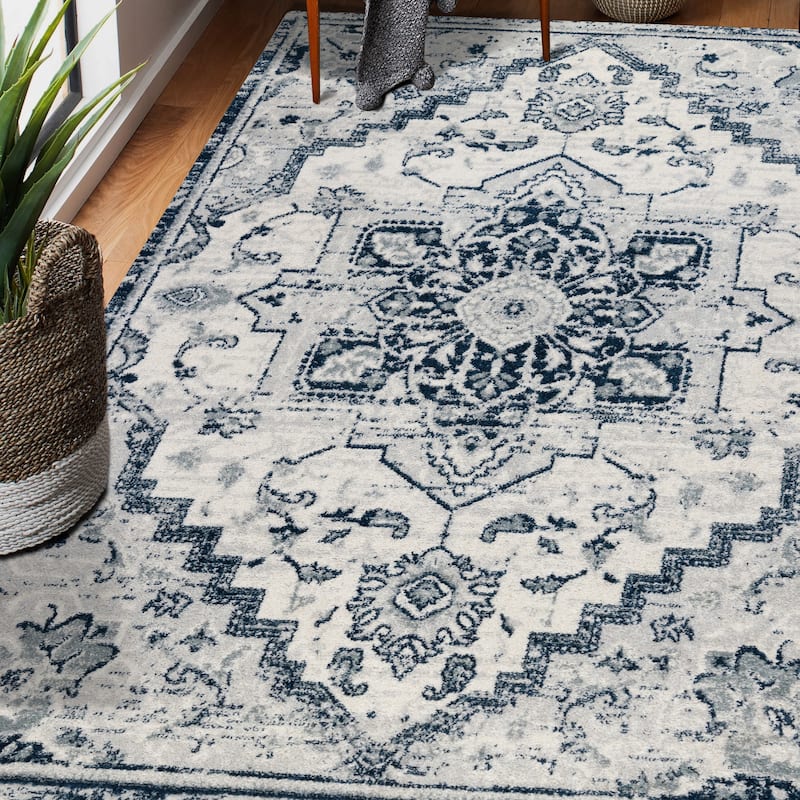 Alvia Yana Medallion Area Rug - 2' x 3' - Blue