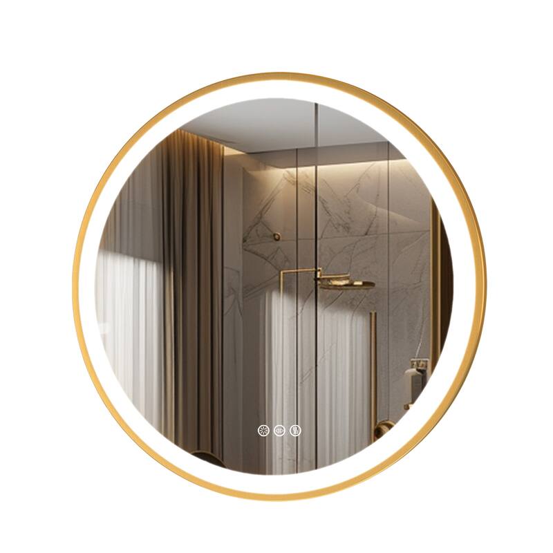 Gold Aluminium Alloy Frame Illuminated LED Bathroom Mirror