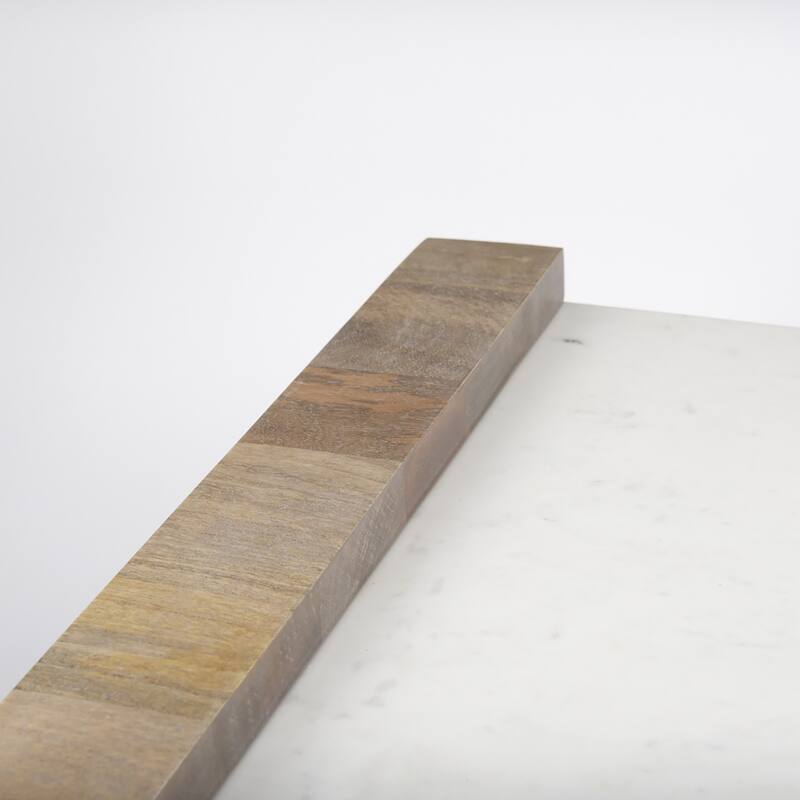 HomeRoots 48" Natural and White Solid Wood And Genuine Marble Coffee Table - 48' X '16' X '28