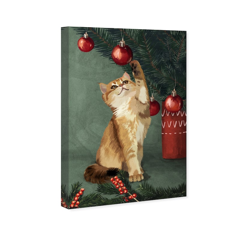 Wynwood Studio Prints Holiday and Seasonal Decorative Play Tree Green and Dark Green Traditional Wall Art Canvas Print