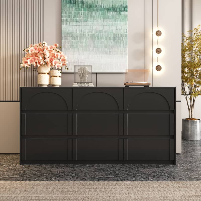 White 9-Drawer Nightstand with Modern Design and Safety Features