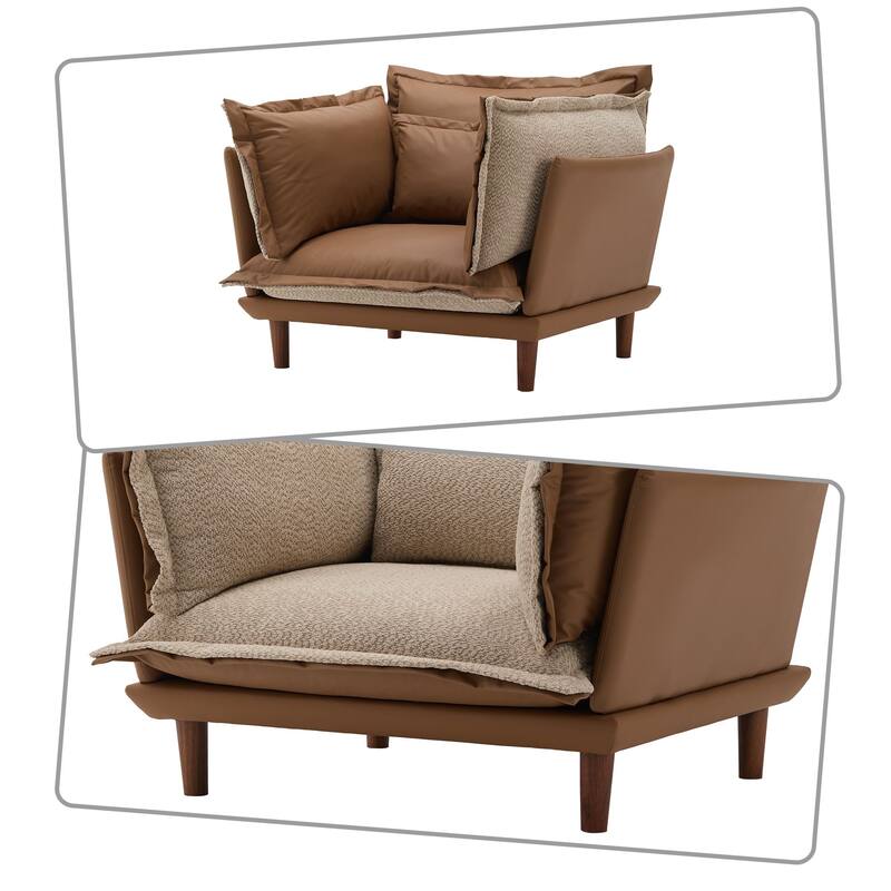 Modern Stylish PU and Chenille Fabric Upholstered Office Single Sofa Chair