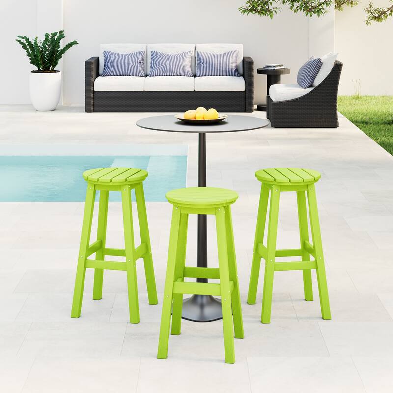 Laguna Hdpe All Weather Outdoor Patio 29" Round Bar Stool (Set Of 3)