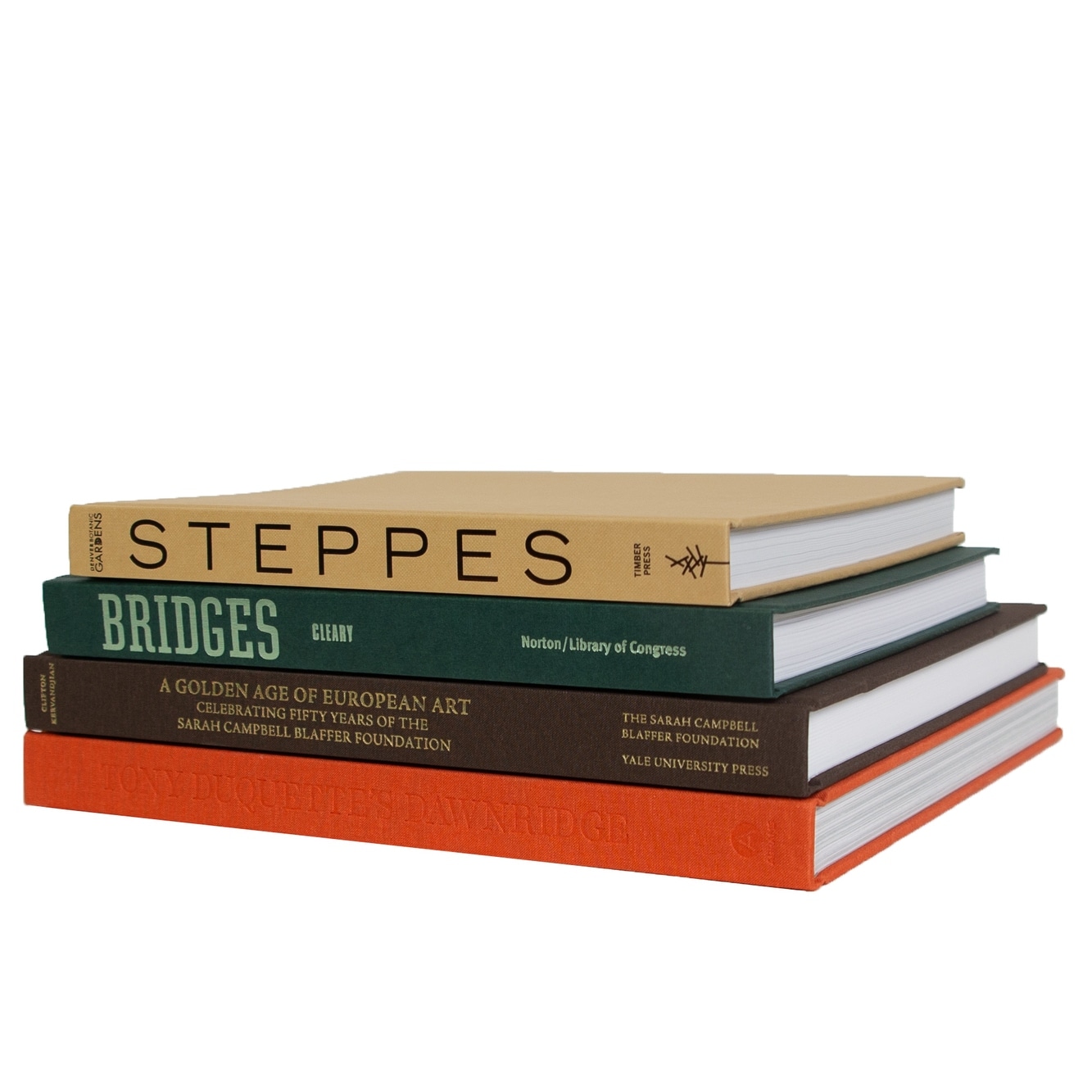 Decorative Books - Cabin Coffee Table Stack - 4 Brown and Orange Books