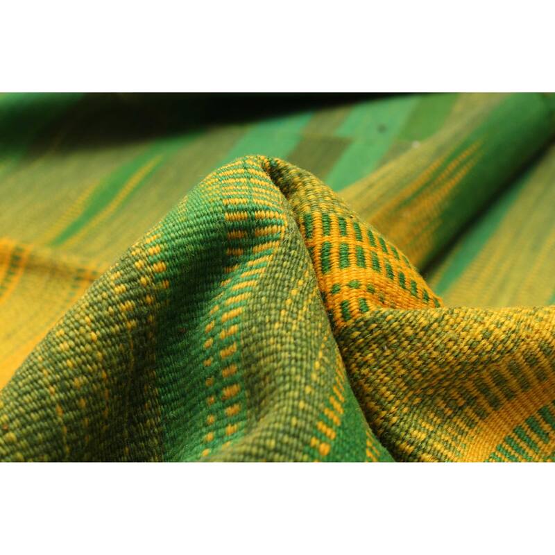 ECARPETGALLERY Flat-Weave Ankara FW Green Wool Kilim - 7'1 x 9'9