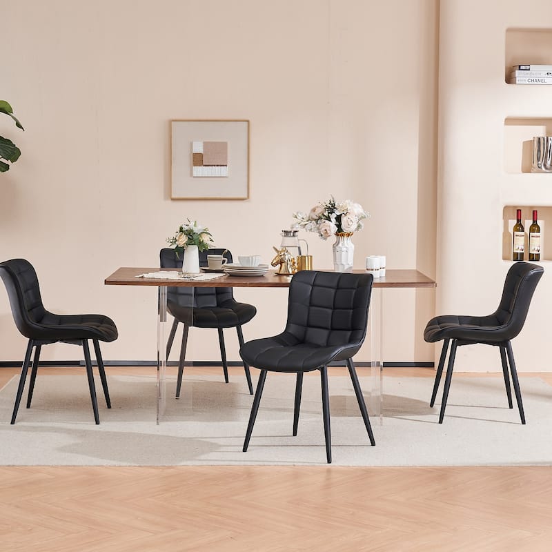 Modern Kitchen Dining Chairs, PU Leather Upholstered, Set of 2