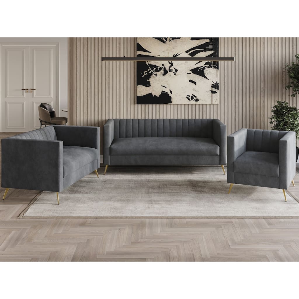 Clayfell Weiss Velvet Square Arm Chair/ Loveseat/ Sofa