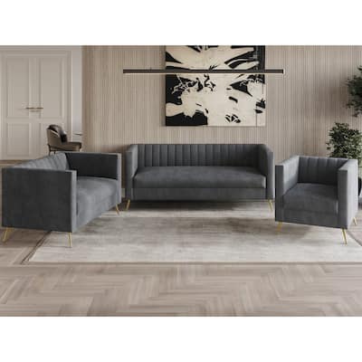 Clayfell Weiss Velvet Square Arm Chair/ Loveseat/ Sofa