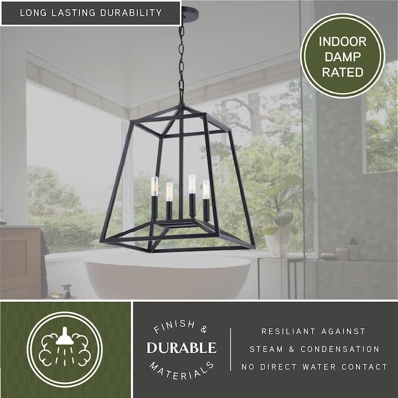 Hayes Black Farmhouse Open Cage Indoor/ Outdoor Pendant Lantern