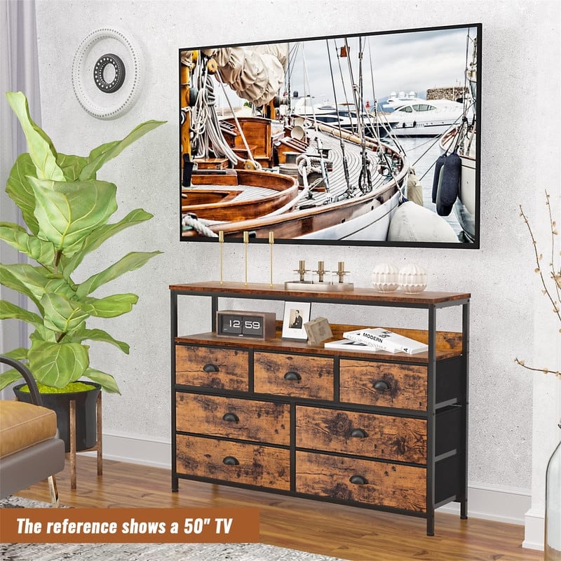 TV Stand with 7 Storage Drawer