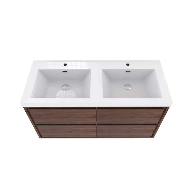 Sage 60" wall mounted bathroom vanity with double basin acrylic top