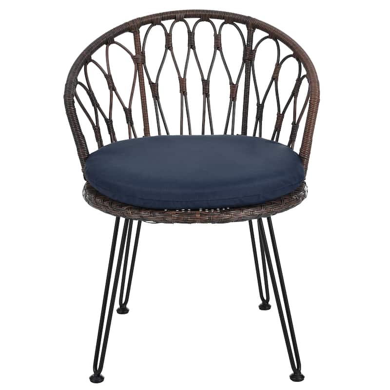 Outdoor Leisure Set, 2 Rattan Single Chairs with A Glass Round Table, Perfectly Suited for Patios, Balconies, and Courtyards