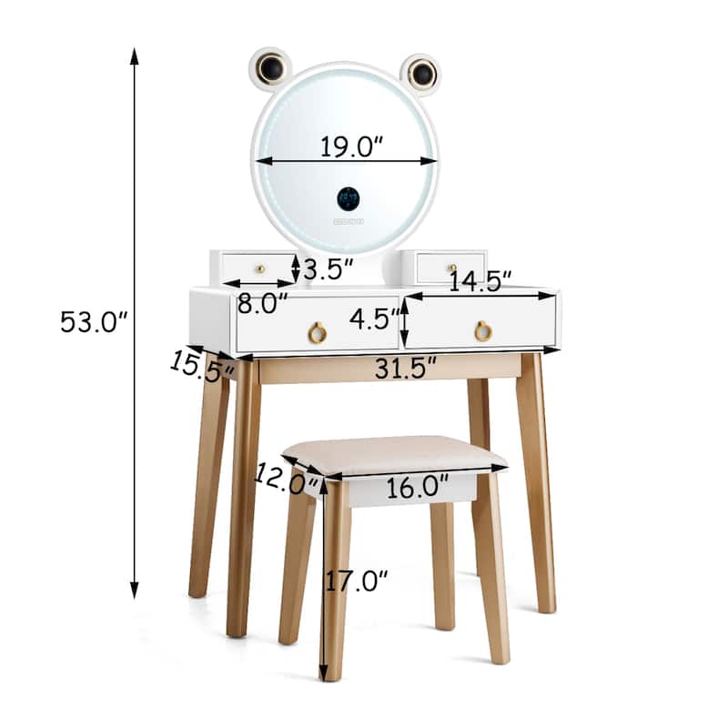 Costway Vanity Dressing Table Set Touch Screen Dimming Mirror