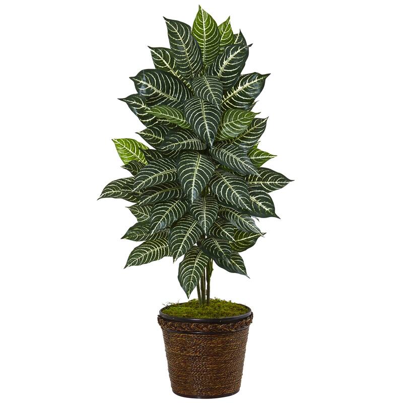 Artificial Zebra Plant 4ft Decor Coiled Rope Planter Indoor Outdoor - Green