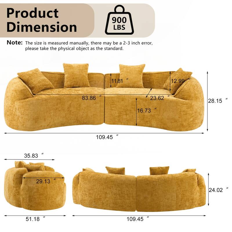 Curved Compressed Sofa, Creative Nordic-style Design for Living Room