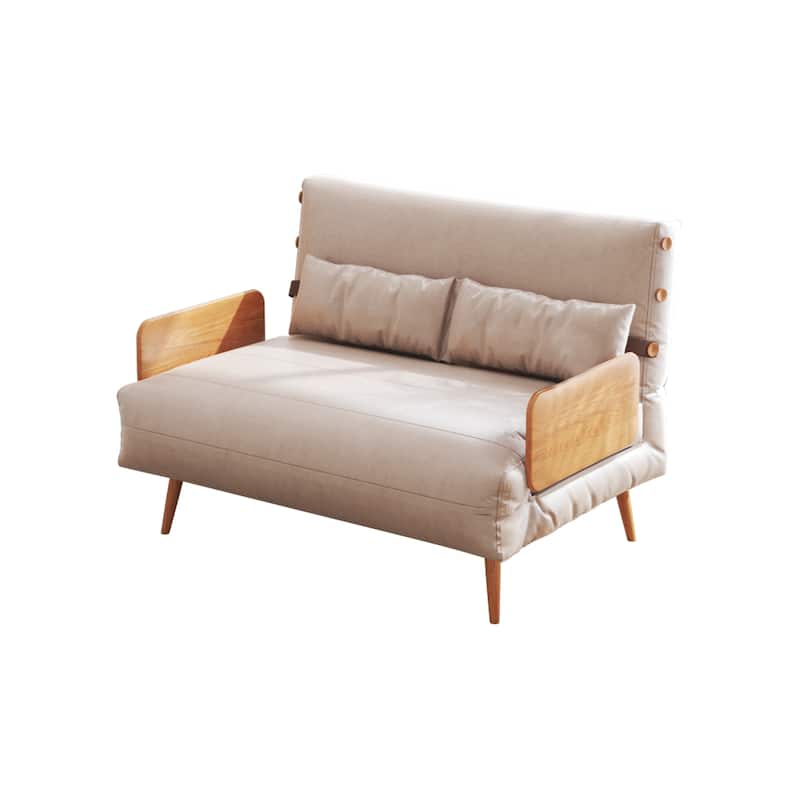 JASIWAY 43.3'' Upholstered Loveseat Sofa Bed, Beige