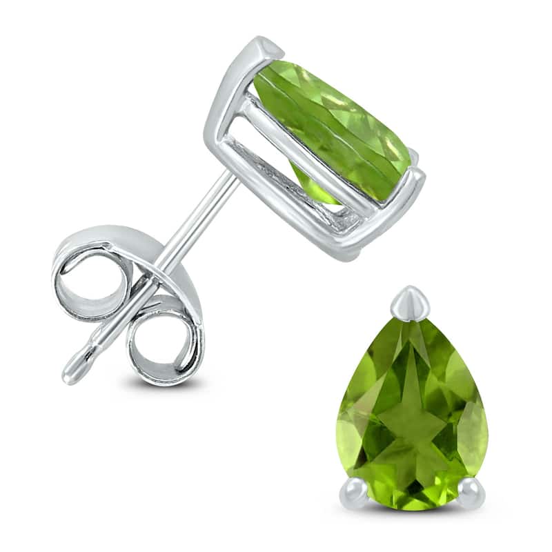 Marquee 14K White Gold 8x6MM Pear Peridot Earrings