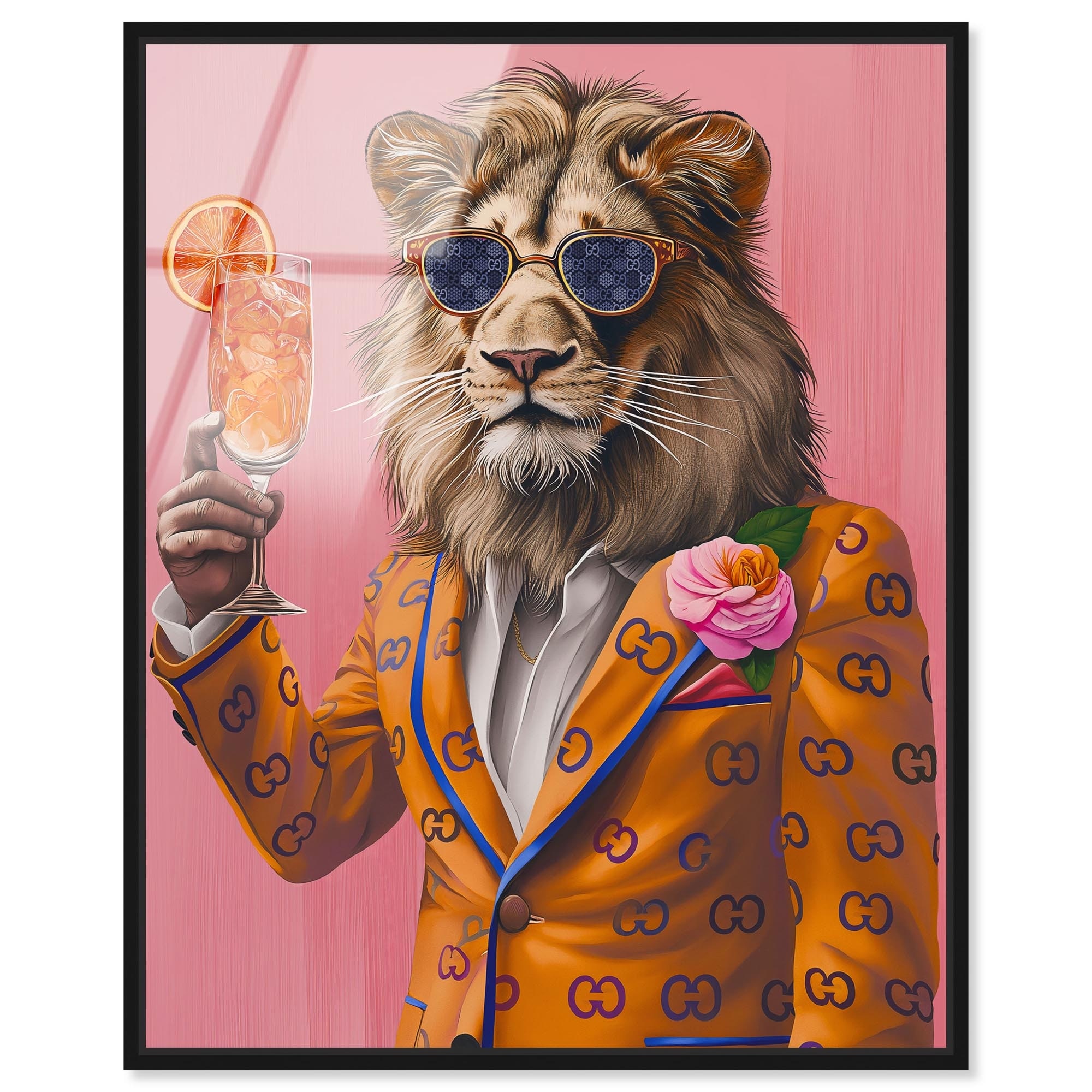 Lion Aperol Tiger Glam Framed Acrylic Wall Art by Art Remedy