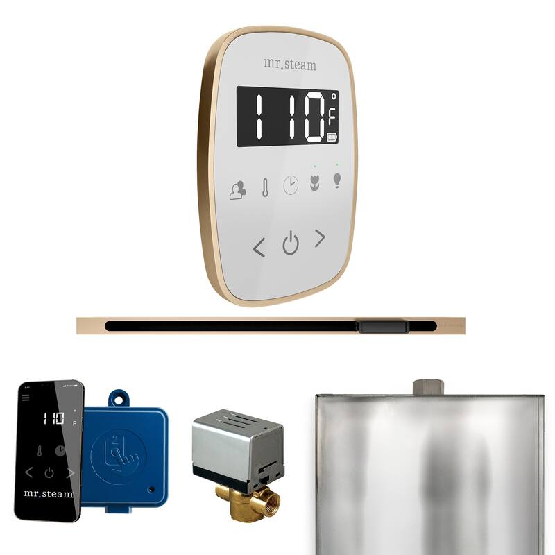 Mr Steam BFL Butler Flex Linear Package Steam Shower Control Package - White / Brushed Bronze