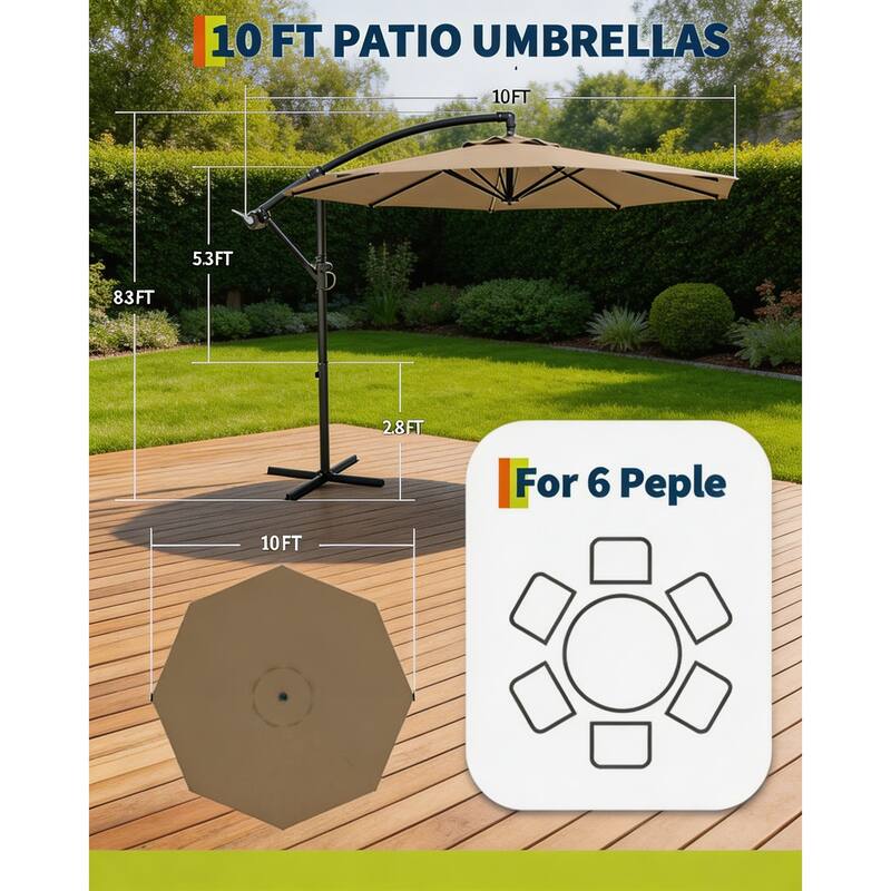 10 ft offset patio umbrella, with solar lights